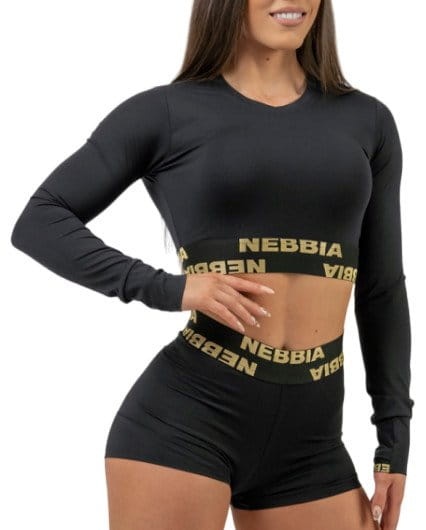 Langærmet T-shirt NEBBIA Women s Long Sleeve Crop Top INTENSE Perform Gold