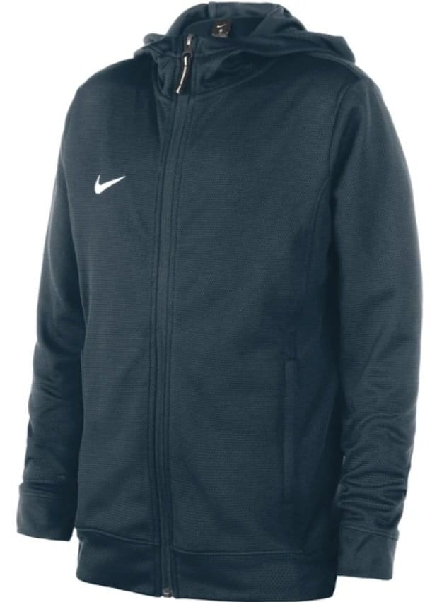 Sweatshirt med hætte Nike YOUTH S TEAM BASKETBALL HOODIE FULL ZIP -OBSIDAN